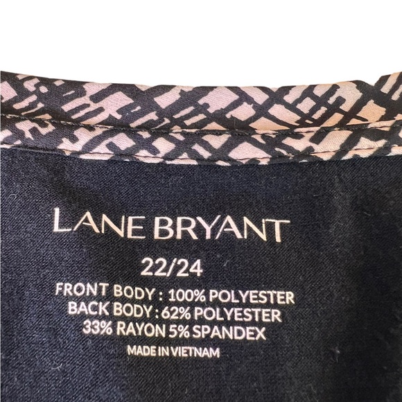 Lane Bryant Black White Pullover Printed Silky Front with Solid Knit Back - Picture 5 of 7